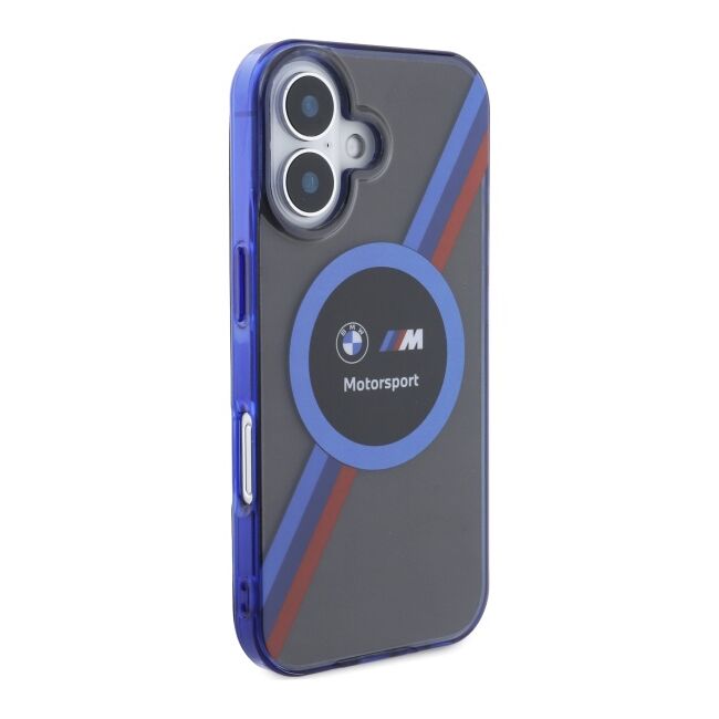 Husa premium pentru  iPhone 16 compatibila MagSafe BMW Signature - Albastru