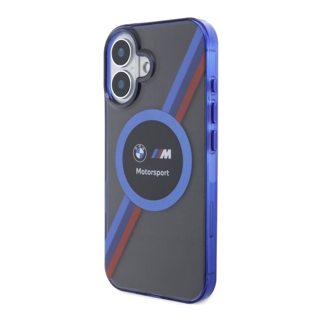 Husa premium pentru  iPhone 16 compatibila MagSafe BMW Signature - Albastru