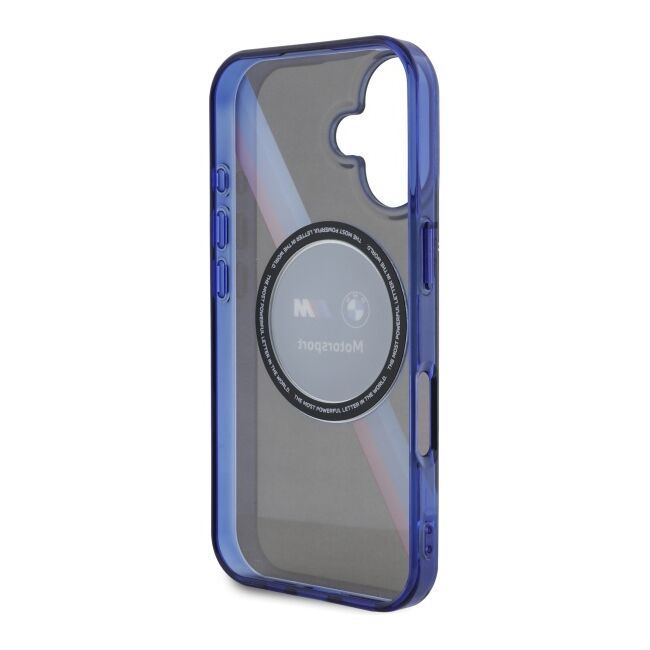 Husa premium pentru  iPhone 16 compatibila MagSafe BMW Signature - Albastru