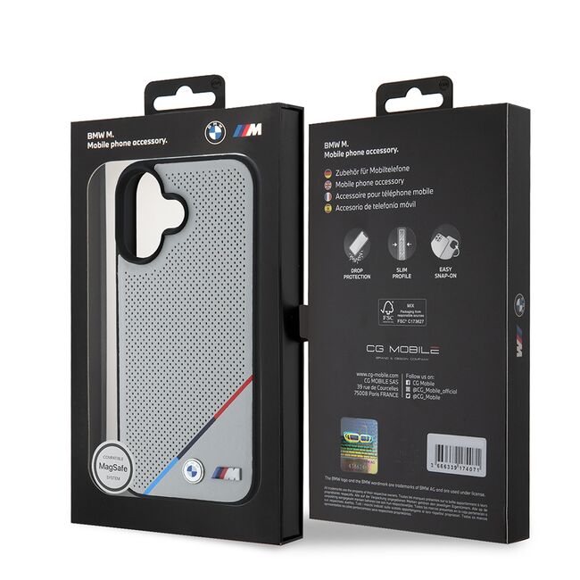 Husa premium pentru  iPhone 16 compatibila MagSafe BMW Signature - Gri