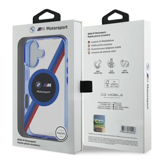 Husa premium pentru  iPhone 16 compatibila MagSafe BMW Signature - Transparent