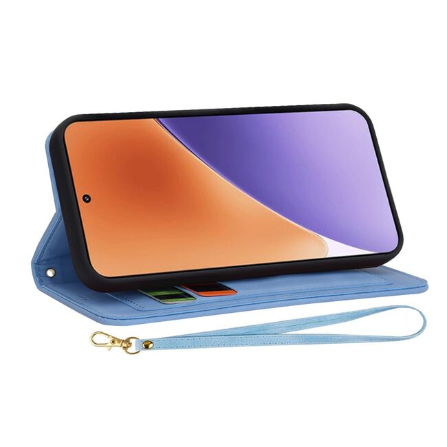 Husa tip carte pentru  Xiaomi 15, functie stand si port carduri, Albastru