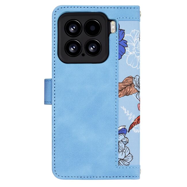 Husa tip carte pentru  Xiaomi 15, functie stand si port carduri, Albastru