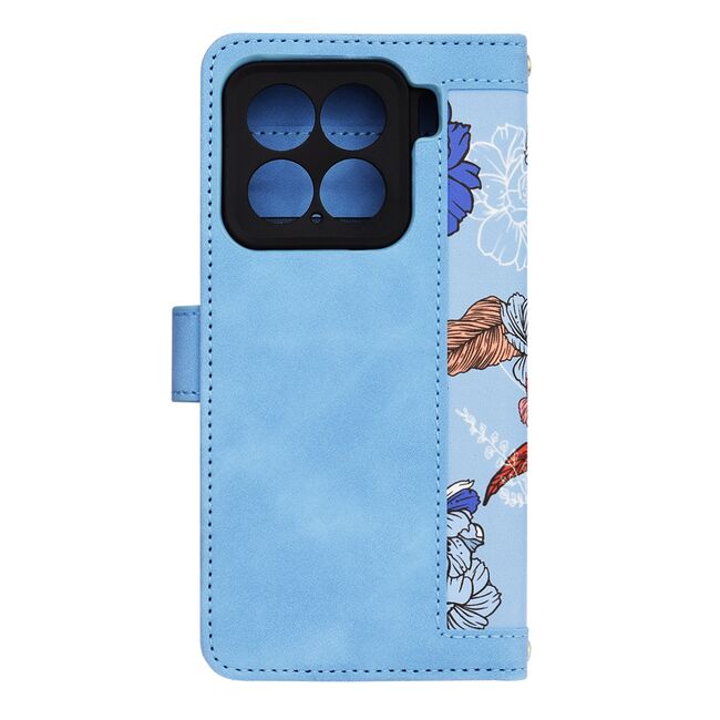 Husa tip carte pentru  Xiaomi 15, functie stand si port carduri, Albastru