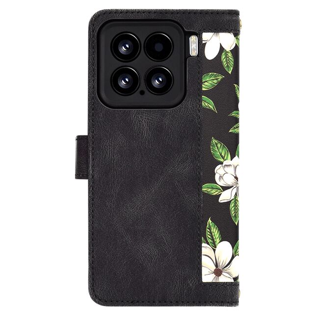 Husa tip carte pentru  Xiaomi 15, functie stand si port carduri, Negru