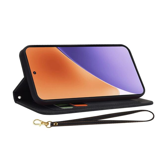 Husa tip carte pentru  Xiaomi 15, functie stand si port carduri, Negru