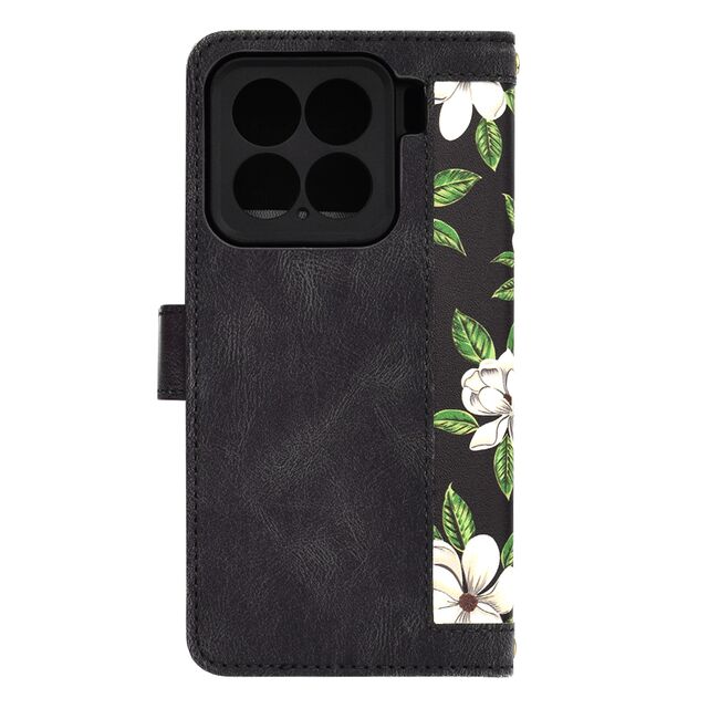 Husa tip carte pentru  Xiaomi 15, functie stand si port carduri, Negru