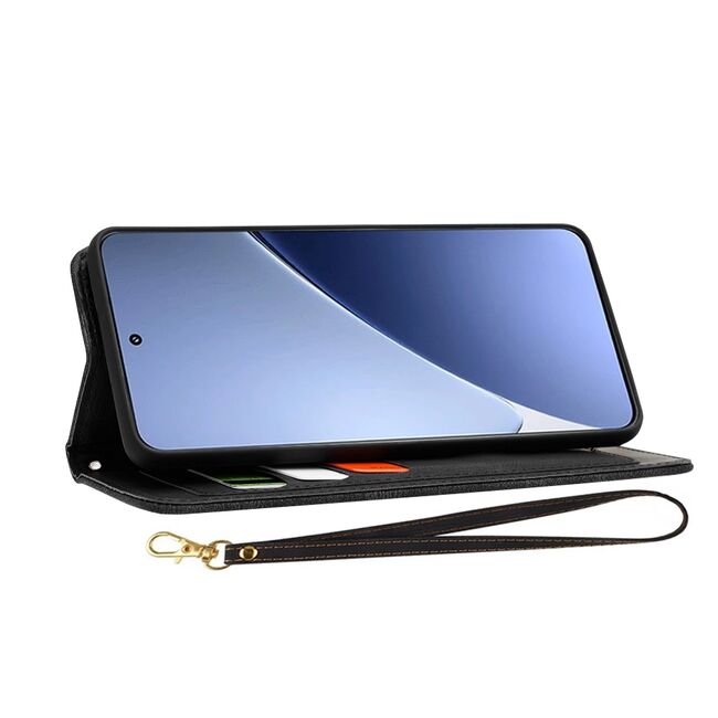 Husa tip carte pentru  Xiaomi 15 Pro, functie stand si port carduri, Negru