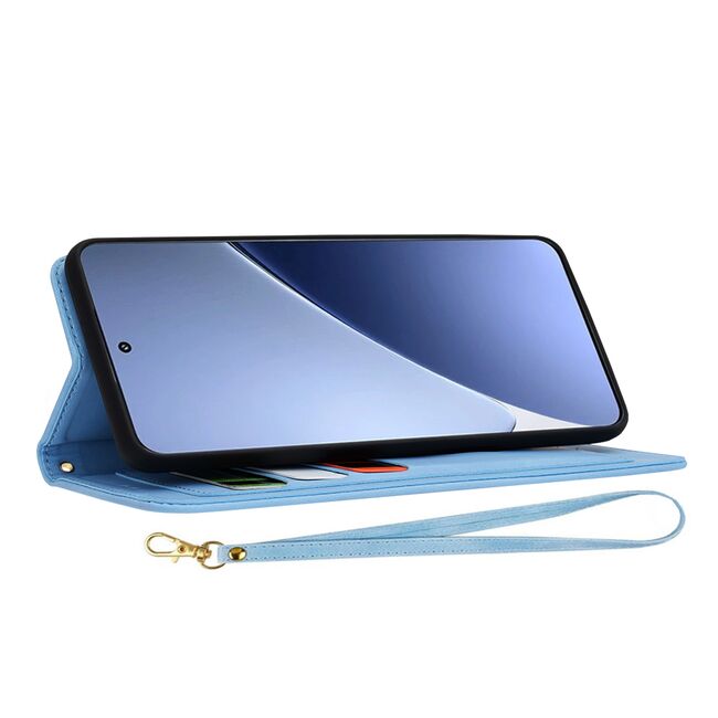 Husa tip carte pentru  Xiaomi 15 Pro, functie stand si port carduri, Albastru