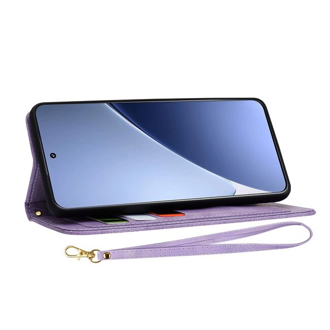 Husa tip carte pentru  Xiaomi 15 Pro, functie stand si port carduri, Mov