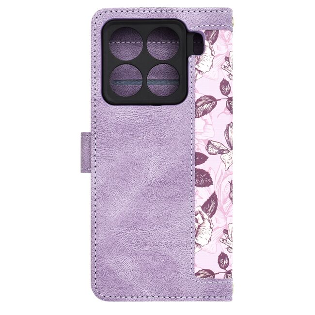 Husa tip carte pentru  Xiaomi 15 Pro, functie stand si port carduri, Mov