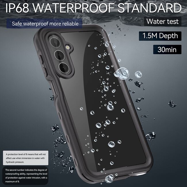 Pachet 360: Husa cu folie integrata pentru  Samsung Galaxy A16 ShockProof Dust-Water Proof Full Body, negru - transparent