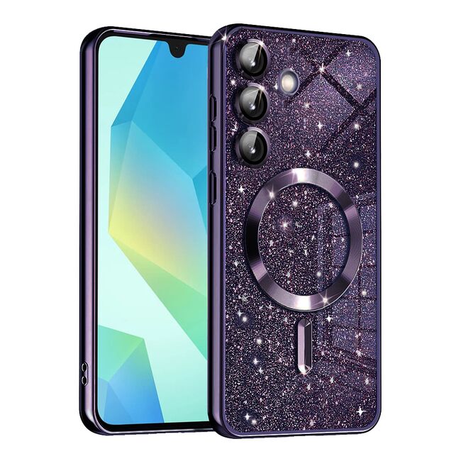 Husa pentru Samsung Galaxy A16 cu MagSafe Sparkle Glare Detachable Layer, cu protectie lentile - mov