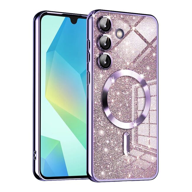 Husa pentru Samsung Galaxy A16 cu MagSafe Sparkle Glare Detachable Layer, cu protectie lentile - lavanda