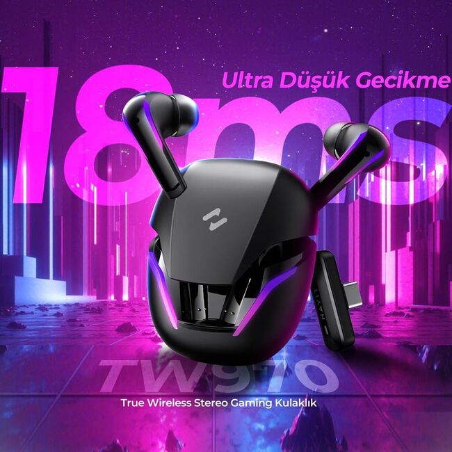 Casti gaming wireless, Bluetooth 5.3, RGB Havit TW970, negru