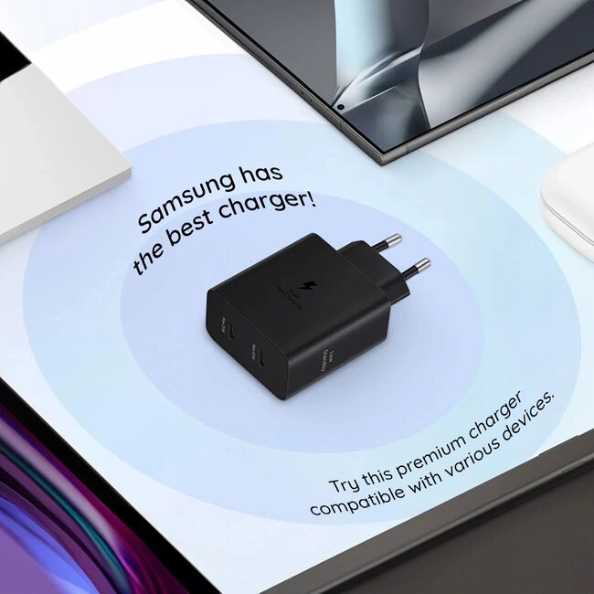 Incarcator Type-C Samsung Super Fast Charging 50W Original + cablu USB-C, EP-T5020XBEGEU - negru