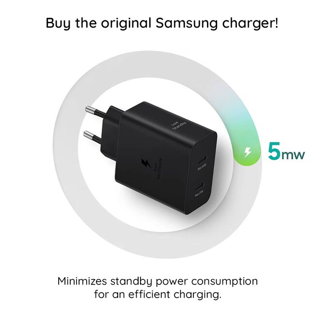 Incarcator Type-C Samsung Super Fast Charging 50W Original + cablu USB-C, EP-T5020XBEGEU - negru