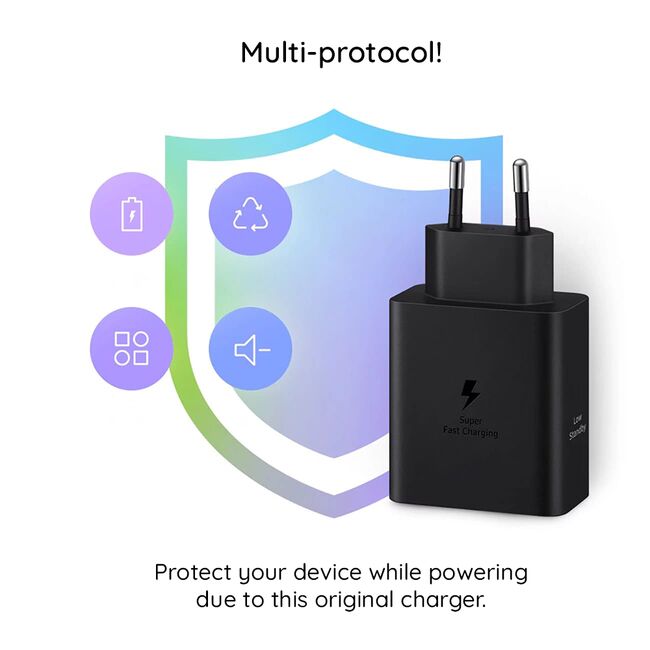 Incarcator Type-C Samsung Super Fast Charging 50W Original + cablu USB-C, EP-T5020XBEGEU - negru