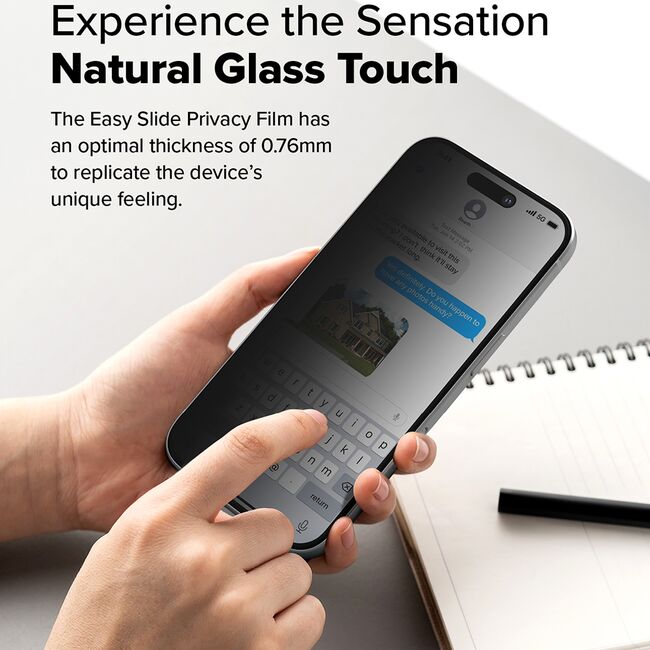 [Pachet 2x] Folie sticla iPhone 16 Pro Ringke Easy Slide Tempered Glass, privacy