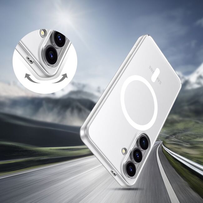 Husa pentru Samsung Galaxy S25 compatibila MagSafe Ultra-slim, Ghost Series, frosted - ice