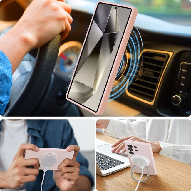 Husa pentru Samsung Galaxy S25 Ultra compatibila MagSafe Liquid Silicone - roz