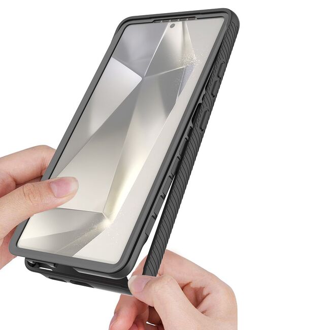 Pachet 360: Husa cu folie integrata pentru Samsung Galaxy S25 Ultra compatibila MagSafe fata-spate Defense360 - negru