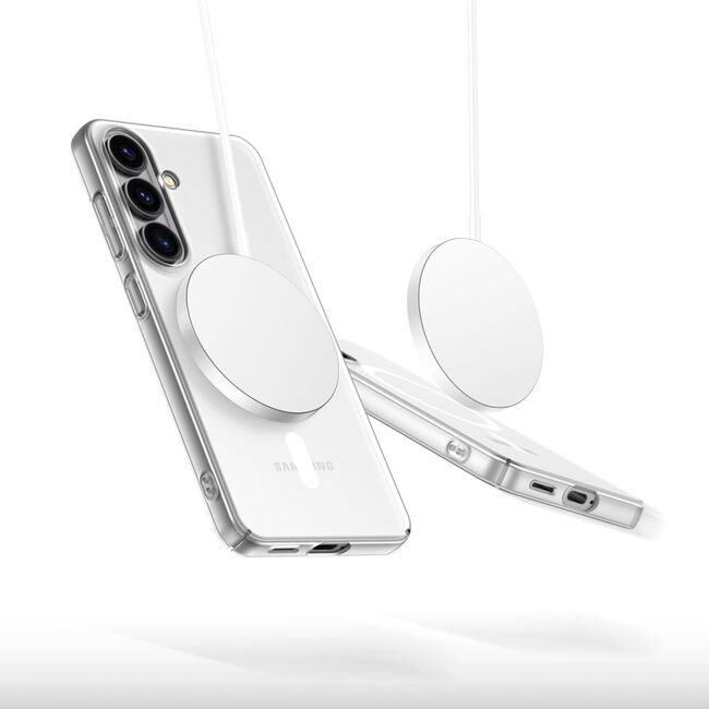 Husa pentru Samsung Galaxy S25 compatibila MagSafe Ultra-slim, Ghost Series, frosted - ice