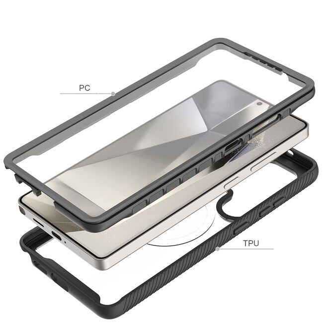 Pachet 360: Husa cu folie integrata pentru Samsung Galaxy S25 Ultra compatibila MagSafe fata-spate Defense360 - negru