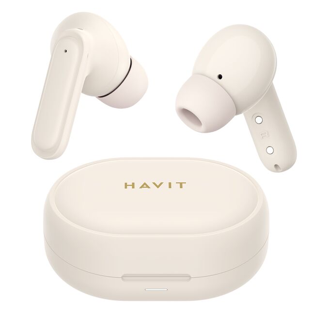 Casti Bluetooth TWS Noise Canceliing Havit TW950, bej/roz
