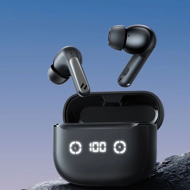 Casti wireless Bluetooth cu afisaj digital Havit TW984, negru