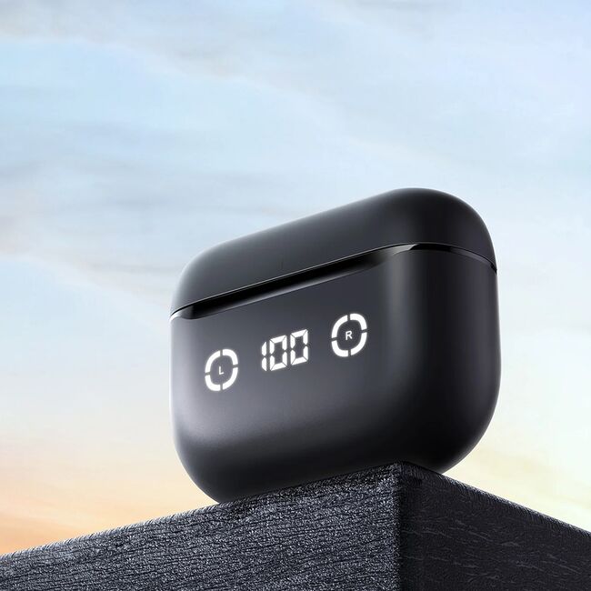 Casti wireless Bluetooth cu afisaj digital Havit TW984, negru