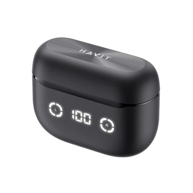 Casti wireless Bluetooth cu afisaj digital Havit TW984, negru