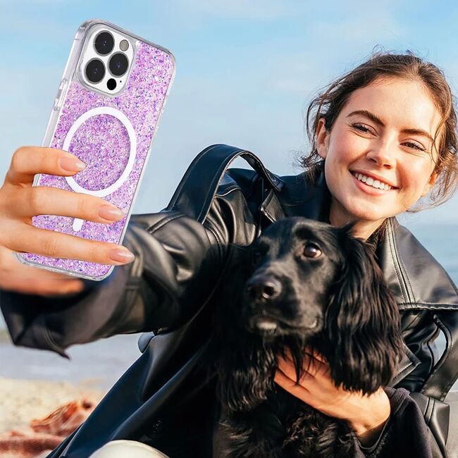 Husa pentru  Samsung Galaxy A36 compatibila Magsafe cu sclipici Sparkels Series - Violet