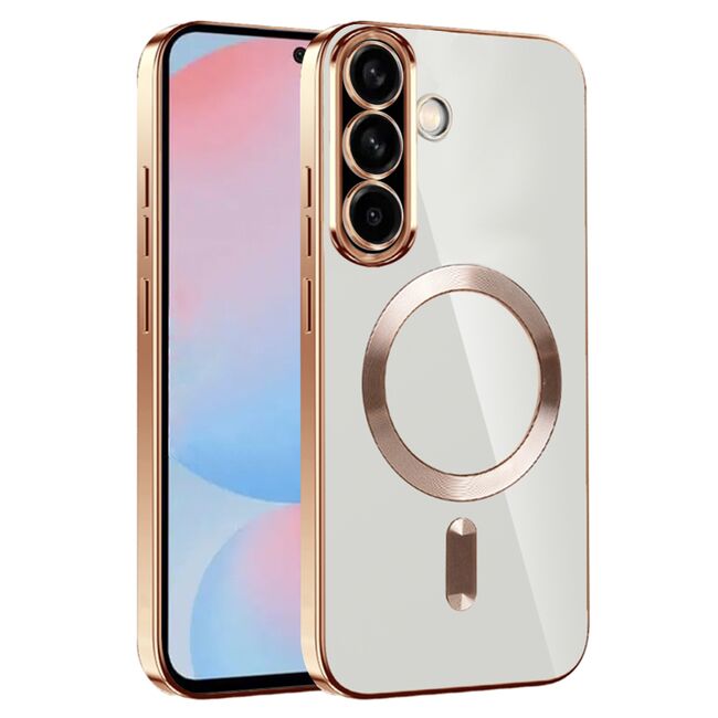 Husa pentru  Samsung Galaxy A56 cu MagSafe si protectie pentru lentile anti-shock 1.5 mm transparent - Auriu