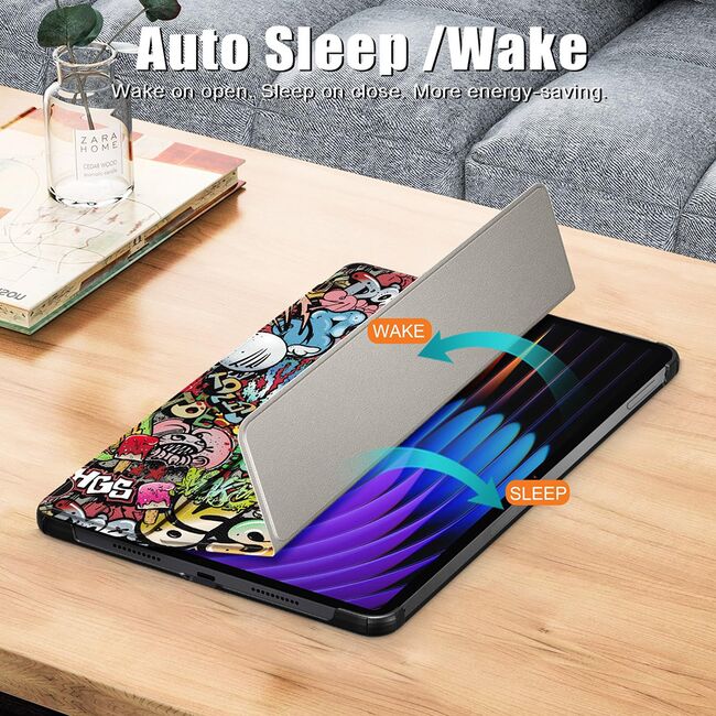 Husa pentru  Xiaomi Pad 7 / 7 Pro tip stand functie sleep/wake-up, protectie 360 - Graffiti