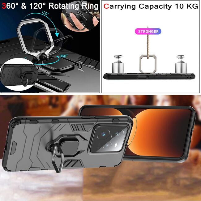 Husa pentru  Realme GT 7 Pro cu inel Ring Armor Kickstand Tough, Negru