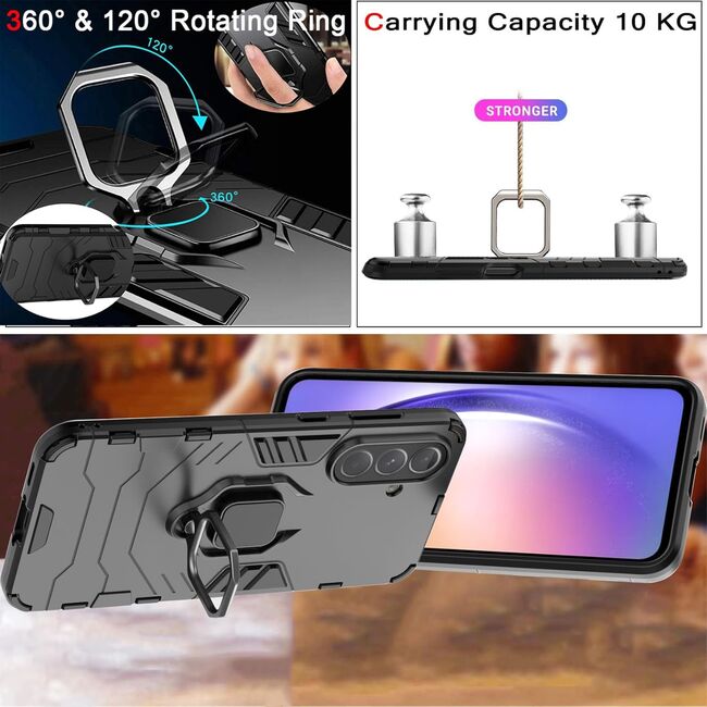 Husa pentru  Samsung Galaxy A36 cu inel Ring Armor Kickstand Tough, Negru