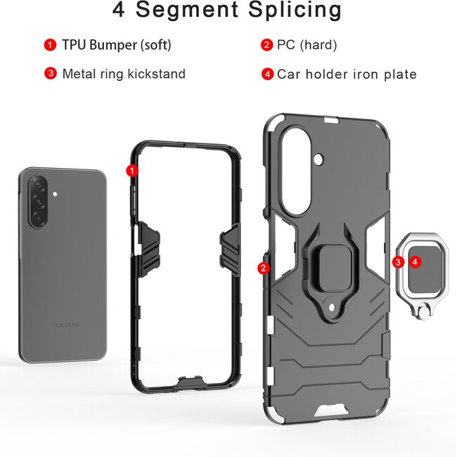 Husa pentru  Samsung Galaxy A26 cu inel Ring Armor Kickstand Tough, Negru