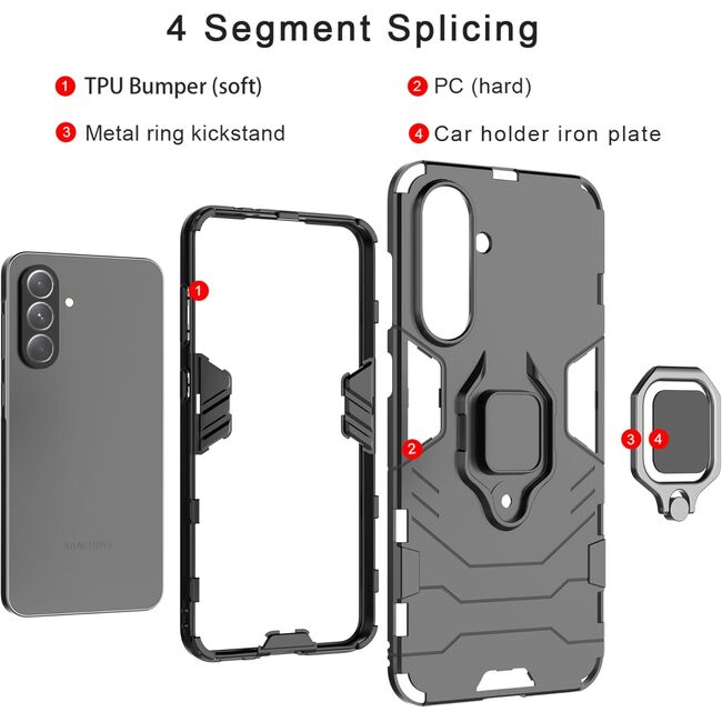 Husa pentru  Samsung Galaxy A36 cu inel Ring Armor Kickstand Tough, Negru