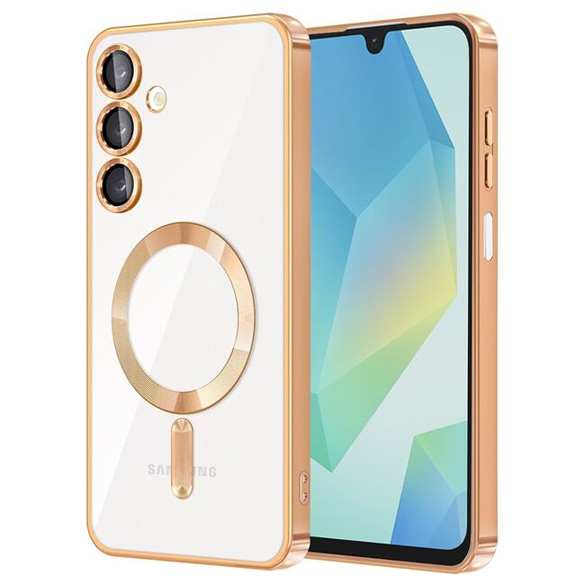 Husa pentru  Samsung Galaxy A16 cu MagSafe si protectie pentru lentile anti-shock 1.5 mm transparent - Auriu