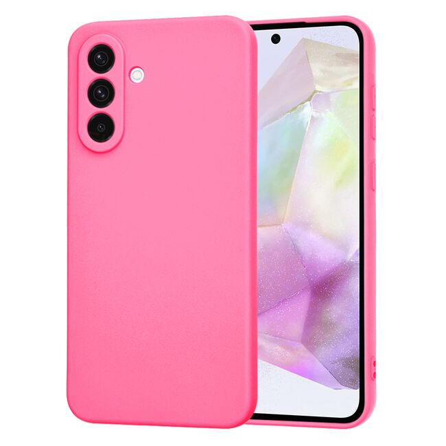 Husa pentru  Samsung Galaxy A36 Liquid Silicone, subțire, captusita cu microfibra, anti amprentă, protectie cameră foto, Fucsia