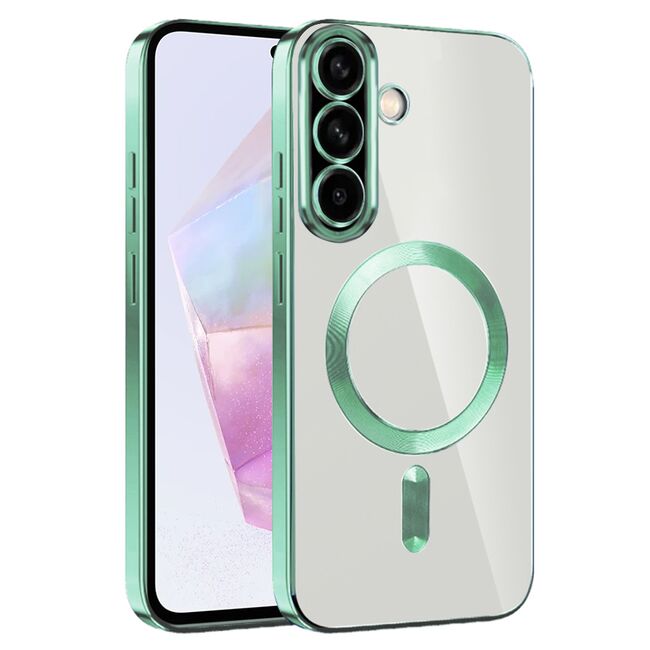 Husa pentru  Samsung Galaxy A36 cu MagSafe si protectie pentru lentile anti-shock 1.5 mm transparent - Verde deschis