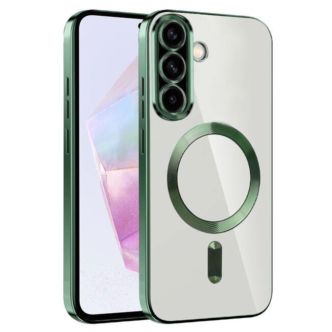 Husa pentru  Samsung Galaxy A36 cu MagSafe si protectie pentru lentile anti-shock 1.5 mm transparent - Verde