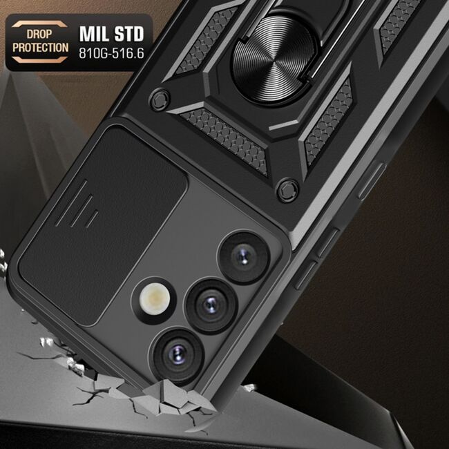 Husa pentru  Samsung Galaxy S25 Plus Ring Armor Kickstand Tough Rugged Cover cu protectie camera, Roz