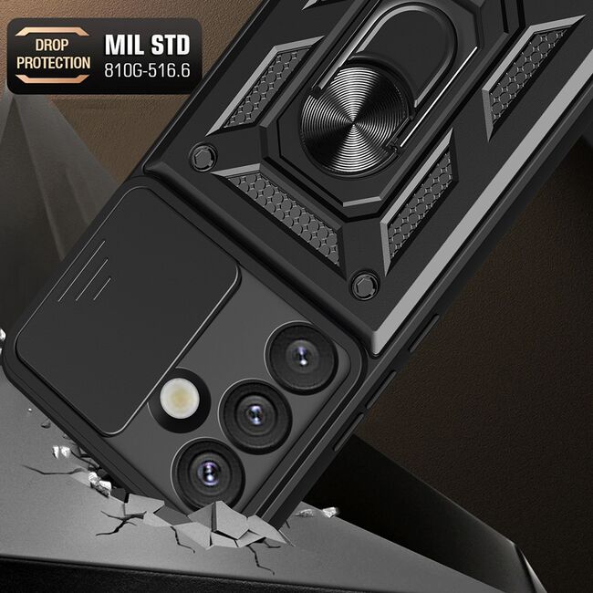 Husa pentru  Samsung Galaxy S25 Ring Armor Kickstand Tough Rugged Cover cu protectie camera, Albastru