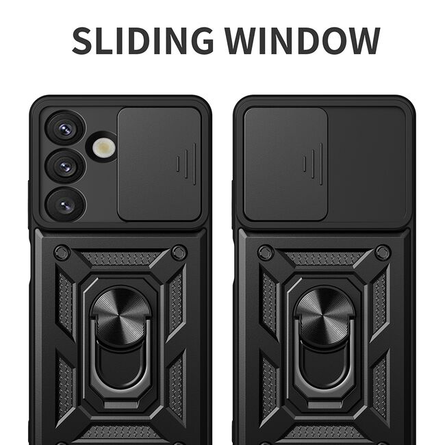Husa pentru  Samsung Galaxy S25 Ring Armor Kickstand Tough Rugged Cover cu protectie camera, Albastru