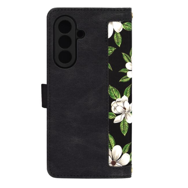 Husa tip carte pentru  Samsung Galaxy A56, functie stand si port carduri, Negru
