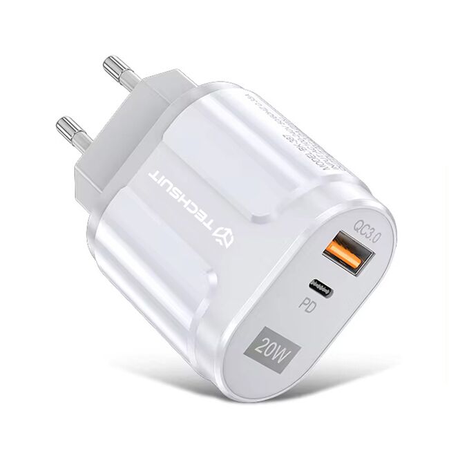 Incarcator rapid pentru Samsung Fast-Charge ProCharge cu Power Delivery si Quick Charge, 1 x USB-C, 1 x USB 20W, alb