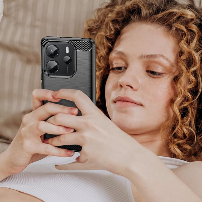 Husa pentru Xiaomi Redmi Note 14 4G Carbon Liquid Silicone, Negru