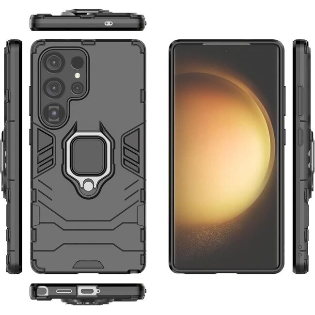 Husa pentru  Samsung Galaxy S25 Ultra cu inel Ring Armor Kickstand Tough, Negru